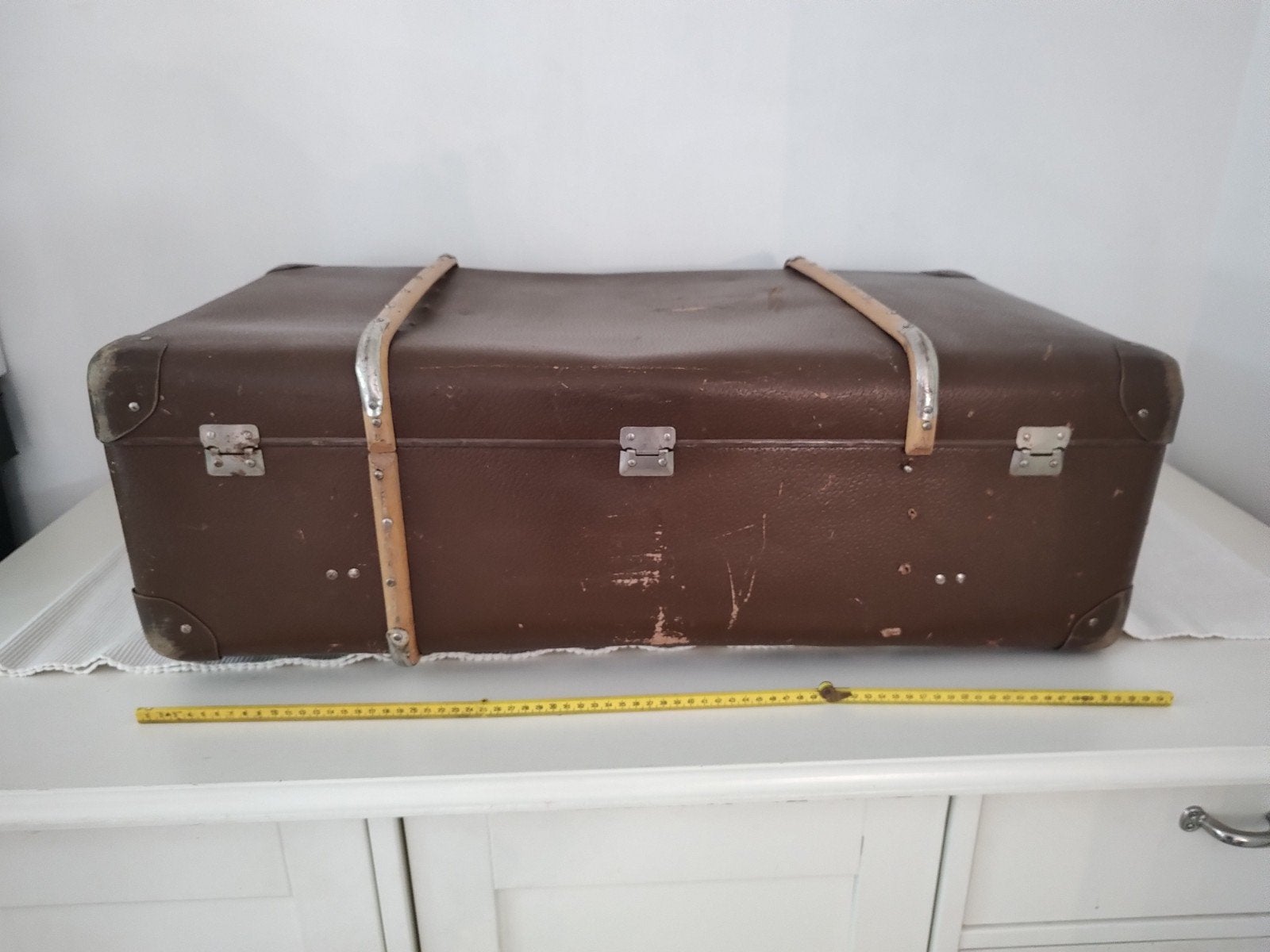 K501 VINTAGE koffer - hutkoffer van geperst karton, Ophalen, Gebruikt, 70 cm of meer, Vendex