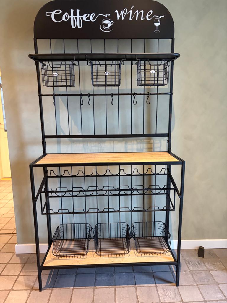 Handig Wijnrek / Koffiebar - Nieuwstaat - 100x200x37cm, Huis en Inrichting, Ophalen, 15 tot 25 flessen, Zo goed als nieuw, Metaal
