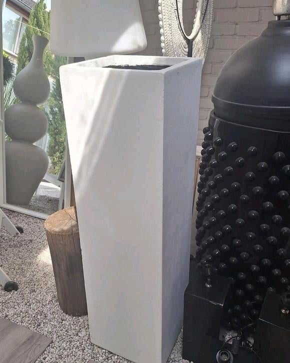 Grote tuin bloempot plantenbak vaas creme wit fiberclay, Tuin en Terras, Bloempotten, Ophalen, X, Tuin, Aardewerk