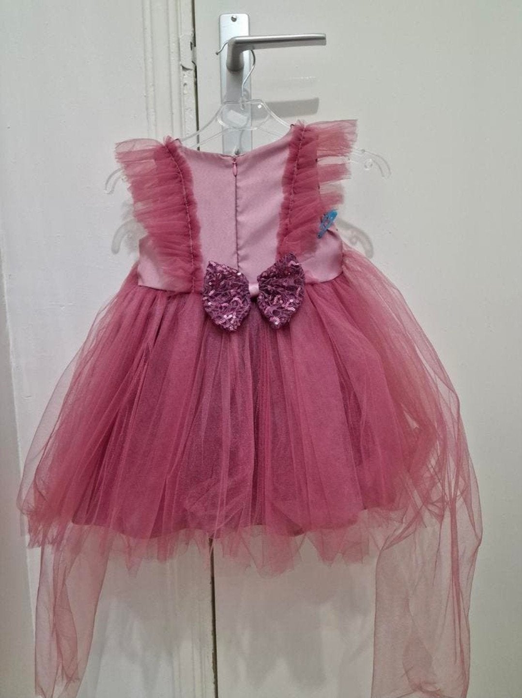 Roze jurkje met pailletten en tule, 1-3 jaar, Ophalen