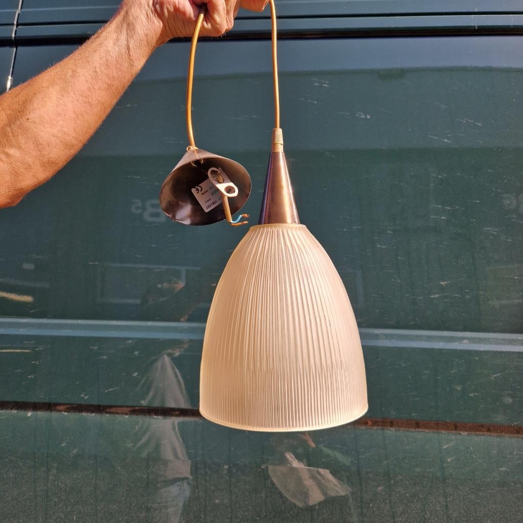 Hanglamp brons melkglas RUILEN, Ophalen of Verzenden, Glas, Minder dan 50 cm