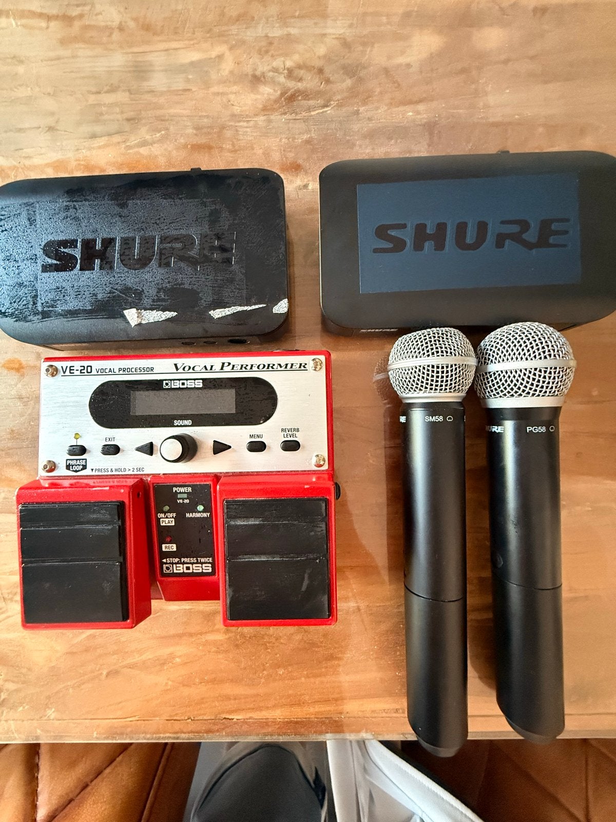 Shure Draadloze Microfoon Set met Boss VE-20 Vocal Processor, Ophalen, Gebruikt, Zangmicrofoon, Draadloos