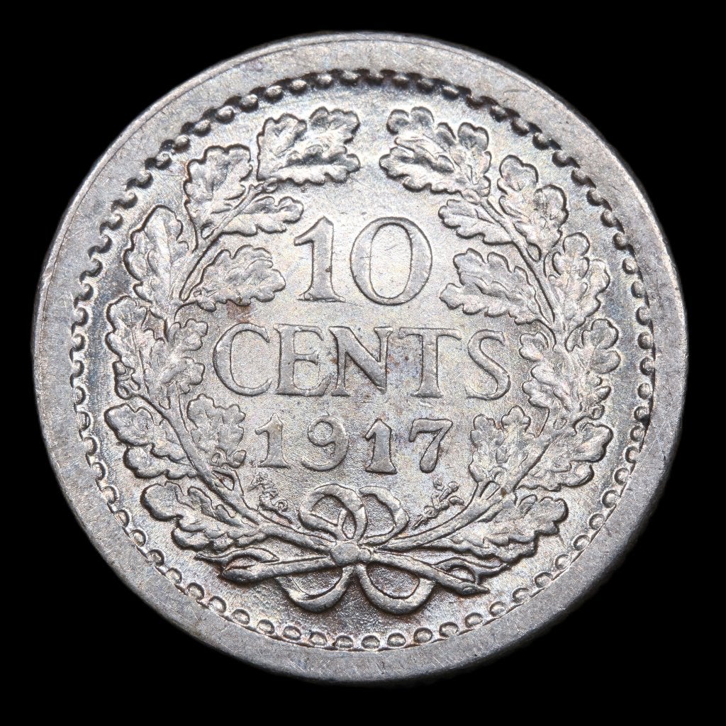 10 cent 1917. Unc., Zilver, Ophalen of Verzenden, 10 cent, Koningin Wilhelmina
