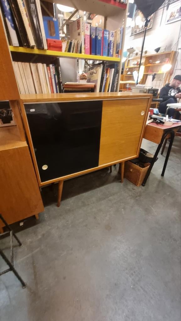 Vintage wandkast met schuifdeuren Jaren 60, Ophalen, Gebruikt, ,, ,