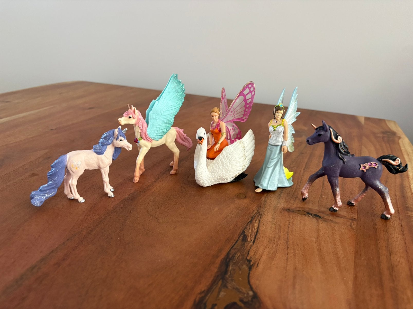 Schleich fantasy paardjes popjes en een zwaan, Ophalen of Verzenden, Zo goed als nieuw