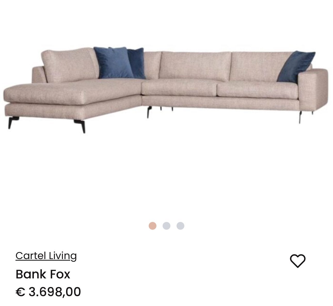 Cartel living model fox hoekbank Drizzle blue  260x330x98, Ophalen, Zo goed als nieuw, 150 cm of meer, Vierpersoons of meer