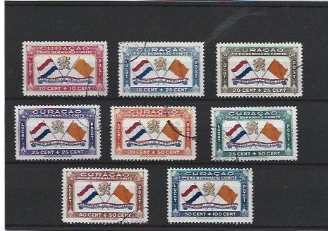 Curacao 1941 L.P. 18-25 gestempeld c.w 280 euro, Ophalen of Verzenden