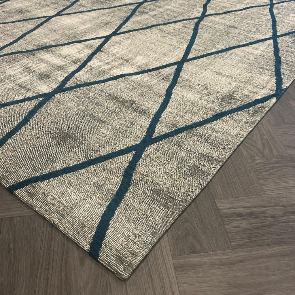 Brinker Cross Silver/Blue Vloerkleed - 200x300cm, Grijs, 200 cm of meer, Ophalen of Verzenden, Zo goed als nieuw