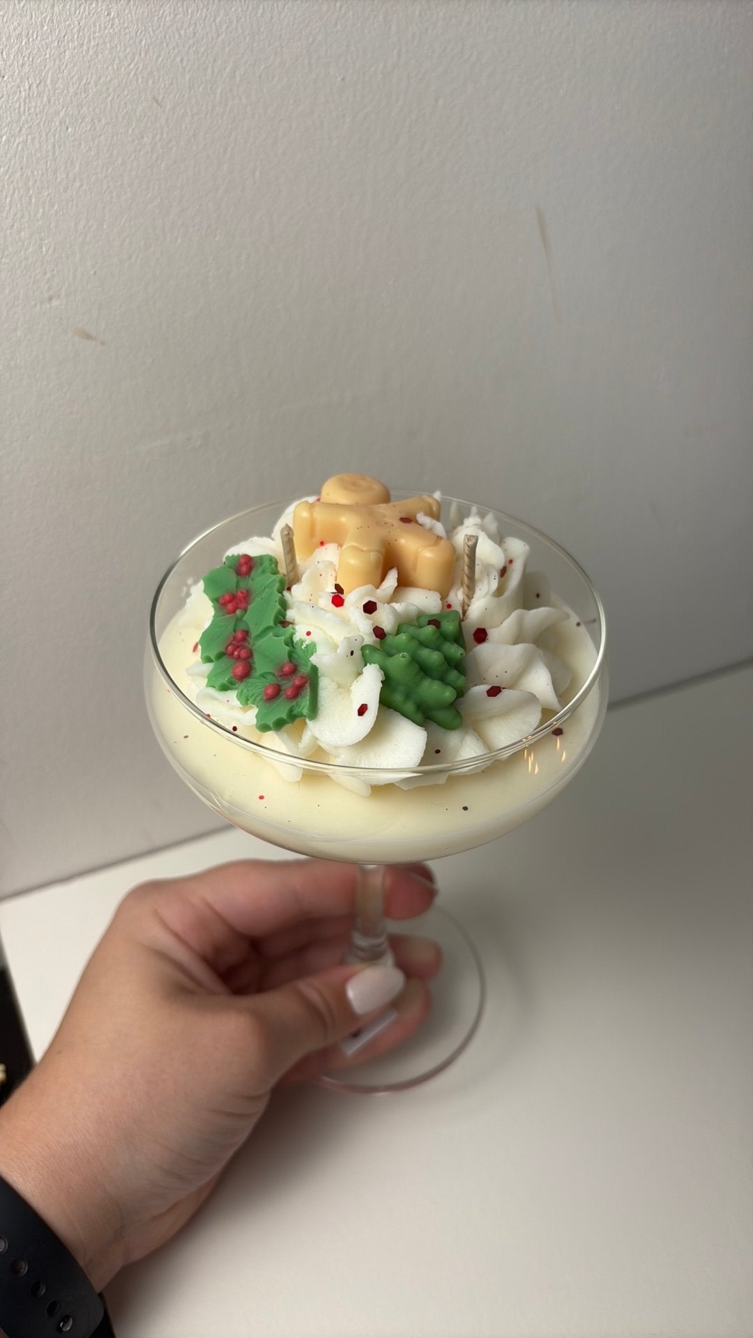 Kerst kaars in cocktail glas, Ophalen of Verzenden, Glas, Kaars