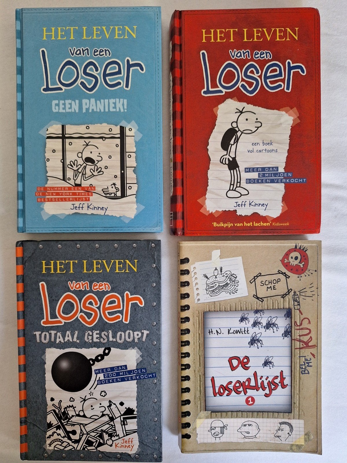 4 boeken van " Het leven van een Loser", Ophalen of Verzenden, Zo goed als nieuw, Jeff Kinney