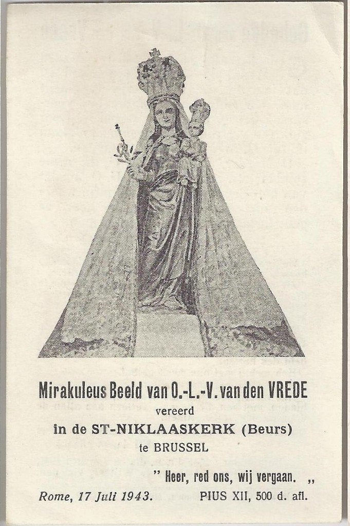 Bp9 devotie prentje Onze lieve vrouw van den Vrede, Ophalen of Verzenden, Zo goed als nieuw, Kaart of Prent