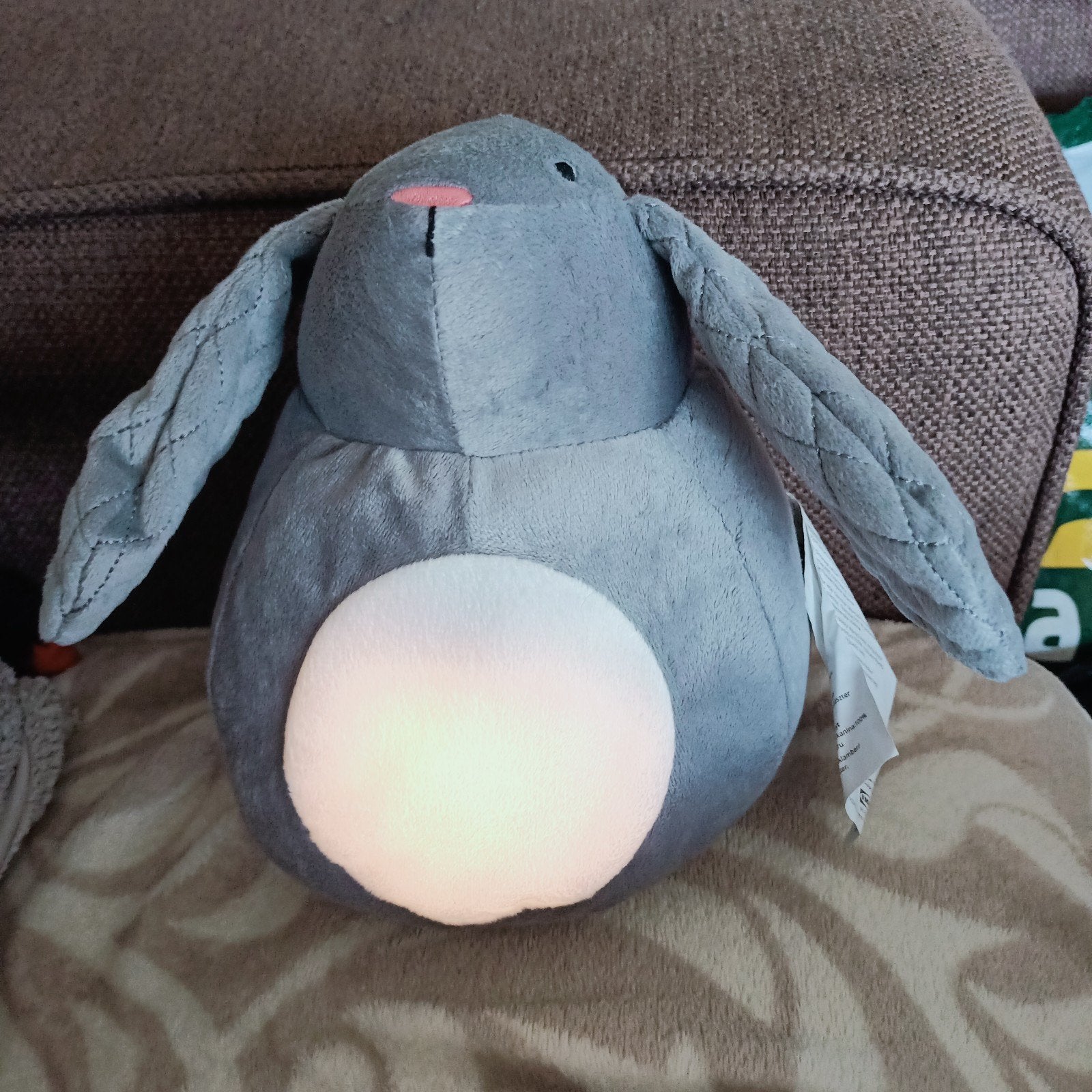Ikea pekhult konijn met licht., Wasbaar, IKEA, Grijs, Konijn