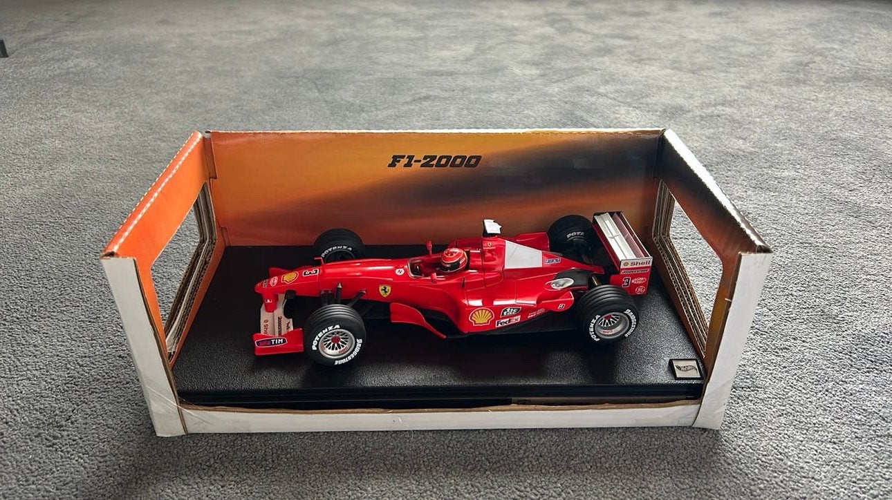 Hot Wheels Ferrari F1-2000 Michael Schumacher (Met Doos)⁠, Hobby en Vrije tijd, Ophalen, Zo goed als nieuw, Hot Wheels