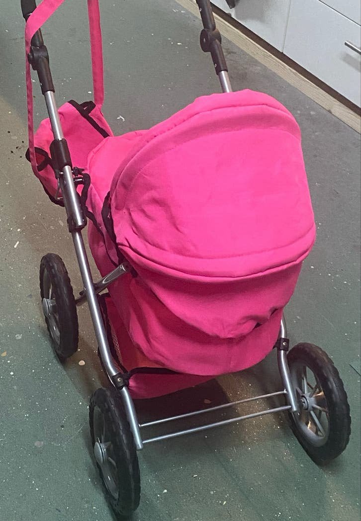 Roze poppen kinderwagen met ruime slaapbak, Ophalen, Gebruikt, Overige typen
