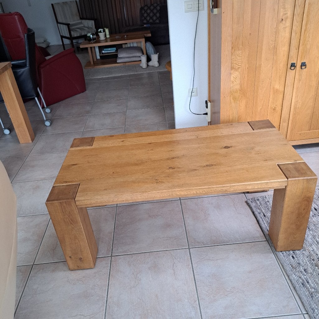 Eiken tafel Hoog 48 cm lengte128  Breed 68 cm, 75 cm of meer, Rechthoekig, Hout, Ophalen
