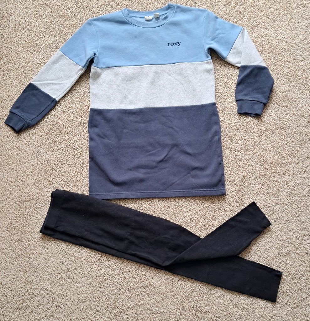 Sweat jurk van Roxy (+ stevige legging van Next), mt 152, Kinderen en Baby's, Kinderkleding | Maat 152, Gebruikt, Verzenden, Meisje