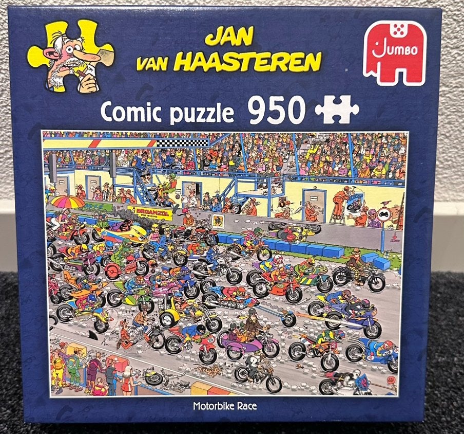 MOTORBIKE RACE 950 Jan van Haasteren puzzel, Ophalen of Verzenden, 500 t/m 1500 stukjes, Zo goed als nieuw, Legpuzzel