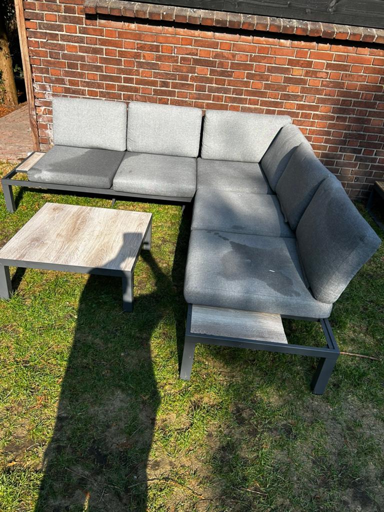 Loungeset tuinset aluminium antraciet grijs kussent, Ophalen of Verzenden, Gebruikt, Aluminium