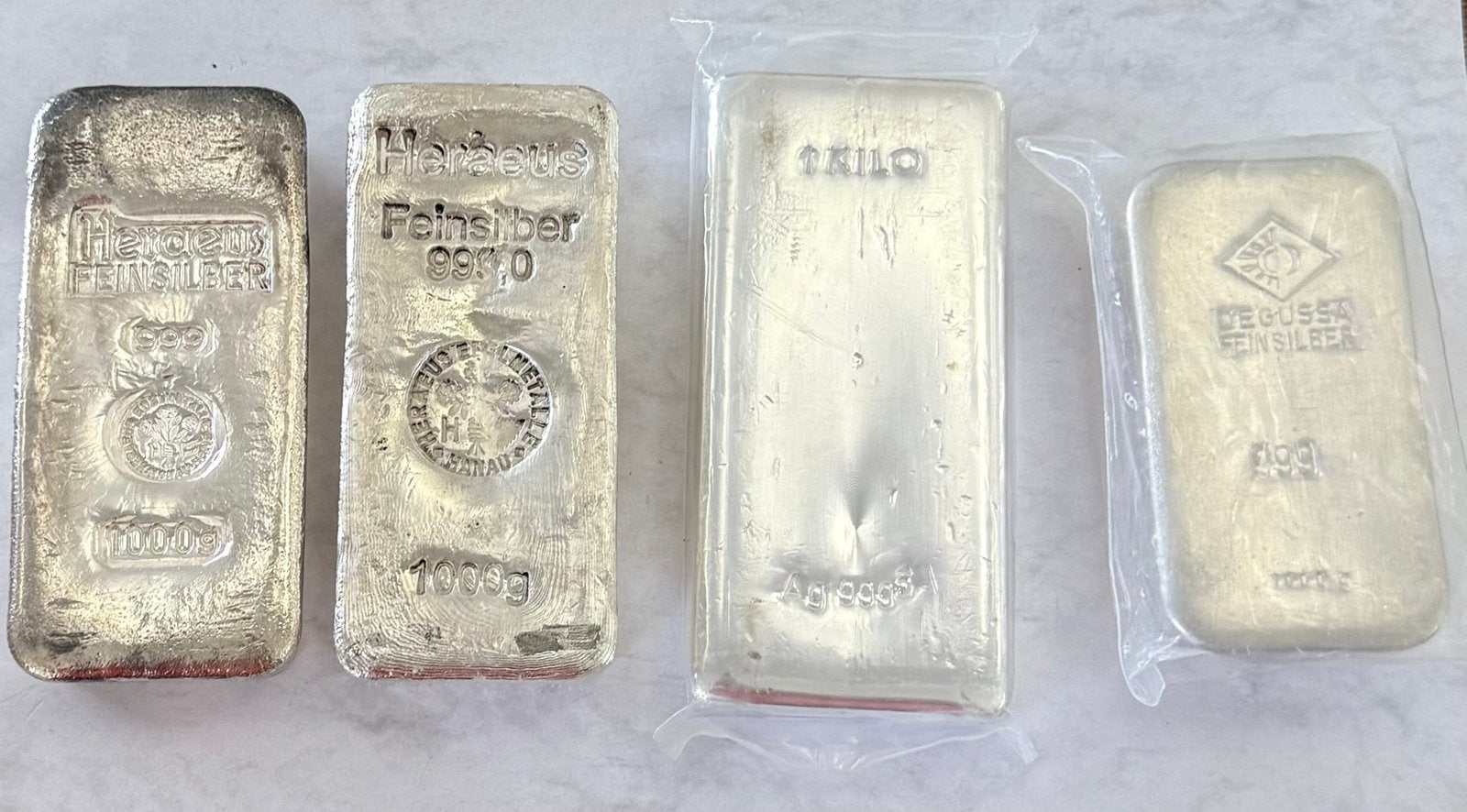 1 kilo zilver Baren Hereaus / Degussa / 999 zilver, Ophalen of Verzenden, Zilver