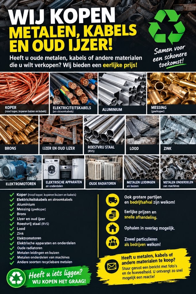 WIJ KOPEN METALEN, KABELS EN OUD IJZER! ️, Ophalen, Gebruikt