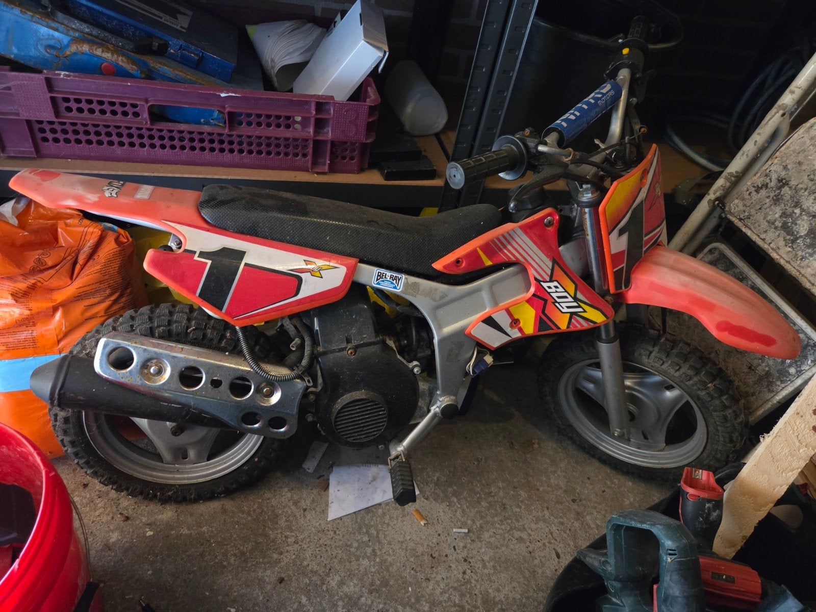 PW50 Xboy 50 crossmotor - afstellen en nieuwe accu nodig, Gebruikt, Xboy, Ophalen of Verzenden, Schijfrem