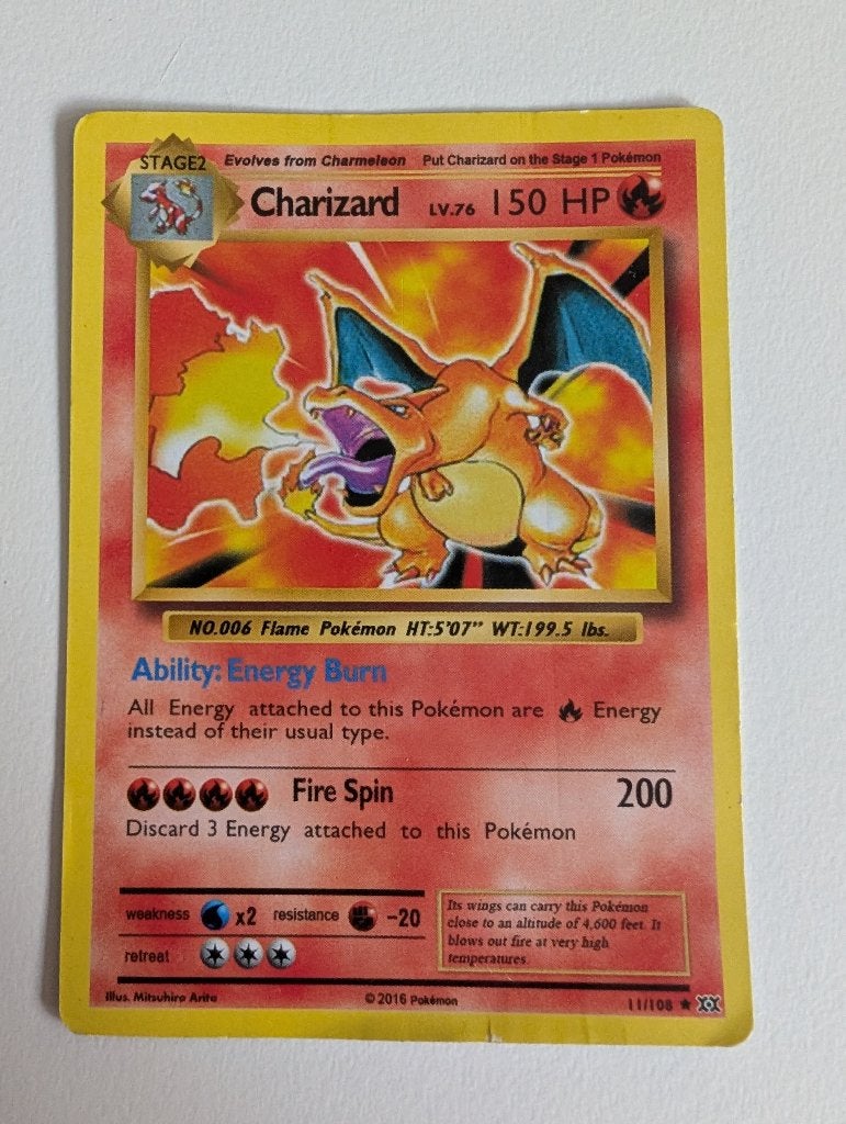 Charizard Pokémon #11/108, Ophalen of Verzenden, Gebruikt, Losse kaart