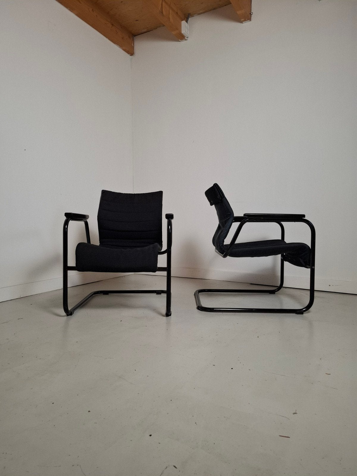 Set van 2 vintage design fauteuils postmodern design chairs, Ophalen of Verzenden, 75 tot 100 cm, 50 tot 75 cm