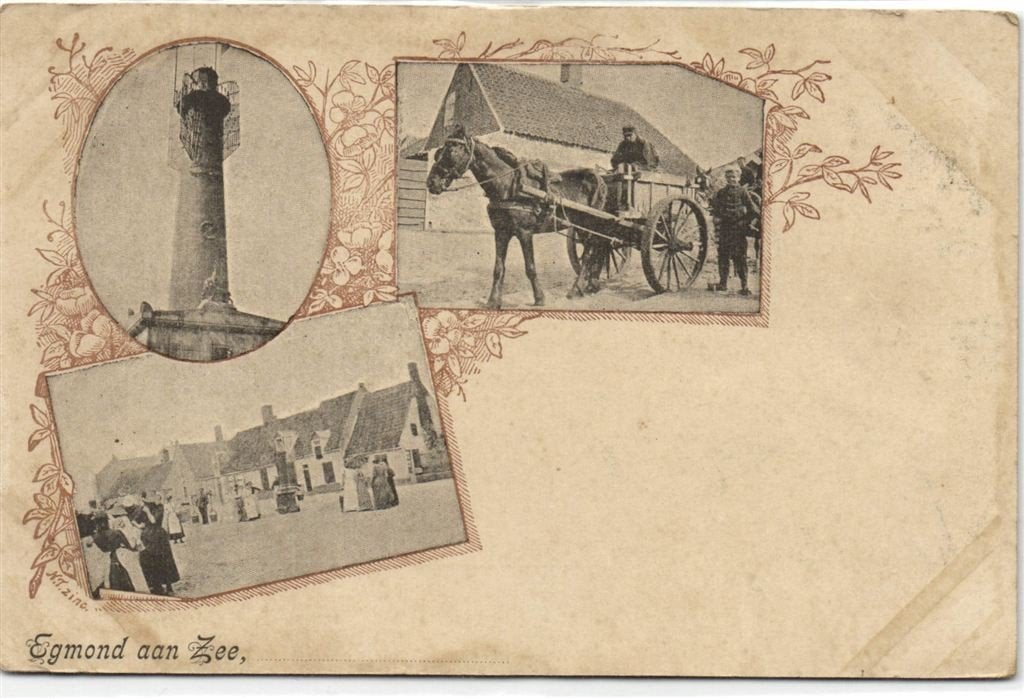 Egmond aan Zee, - 3 afb. o.a. vuurtoren B-keus - ongelopen, Ophalen of Verzenden, 1920 tot 1940, Ongelopen, Noord-Holland
