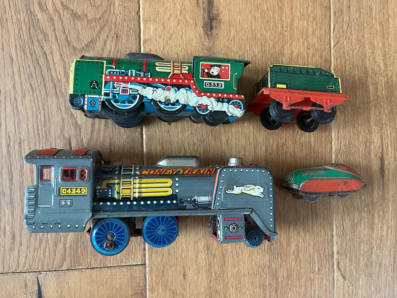 Vintage blikken speelgoedtreinen en auto, Antiek en Kunst, Ophalen of Verzenden