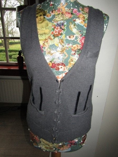C1980 Expresso mt L gilet grijs gebreid, Expresso, Maat 42/44 (L), Ophalen of Verzenden, Zo goed als nieuw