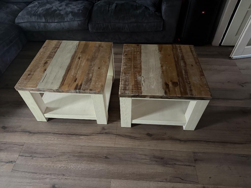 Bijzet tafel 2stuks, Huis en Inrichting, Gebruikt, Vierkant, 55 tot 75 cm, Hout