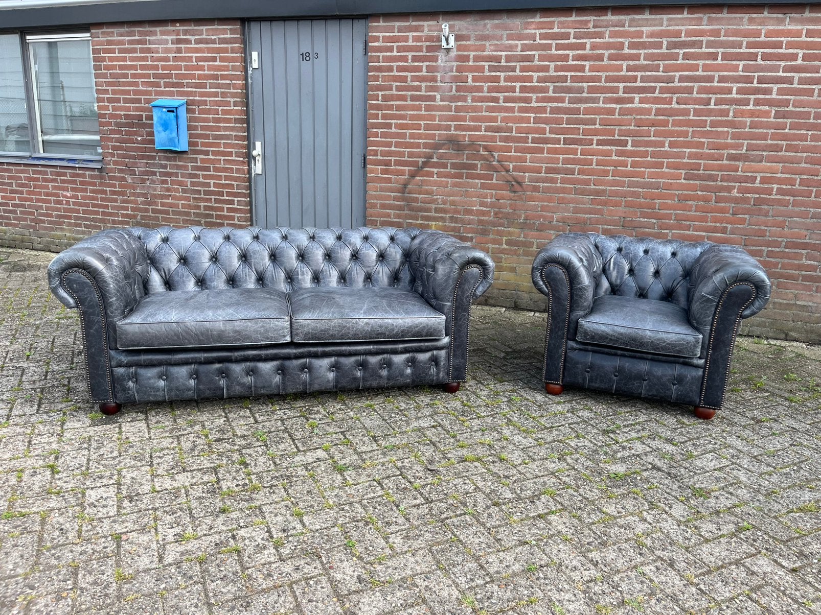 Chesterfield, Ophalen of Verzenden, Zo goed als nieuw, Leer