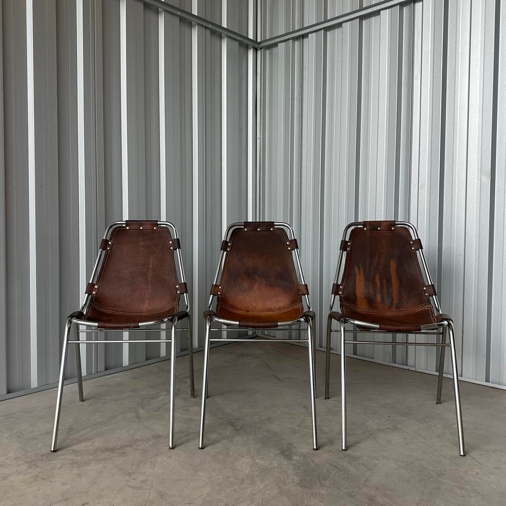 Set van 3 vintage Les Arcs stoelen - Charlotte Perriand, Huis en Inrichting, Stoelen, Ophalen, Gebruikt, Vintage perriand les arcs