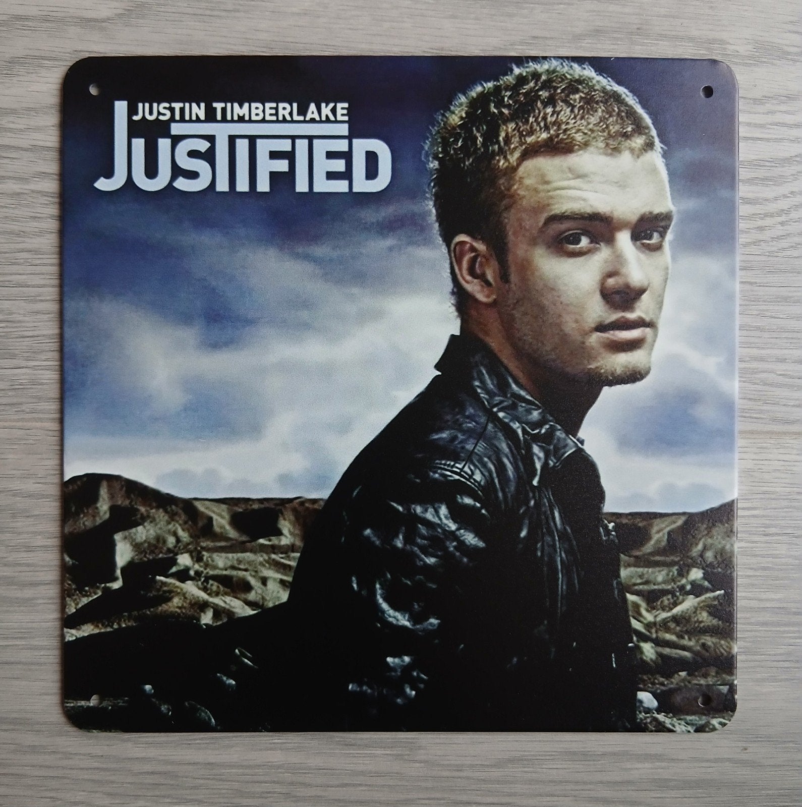 Justin Timberlake Justified 20x20 cm Metalen Reclamebord, Ophalen of Verzenden, Nieuw, Poster, Artwork of Schilderij