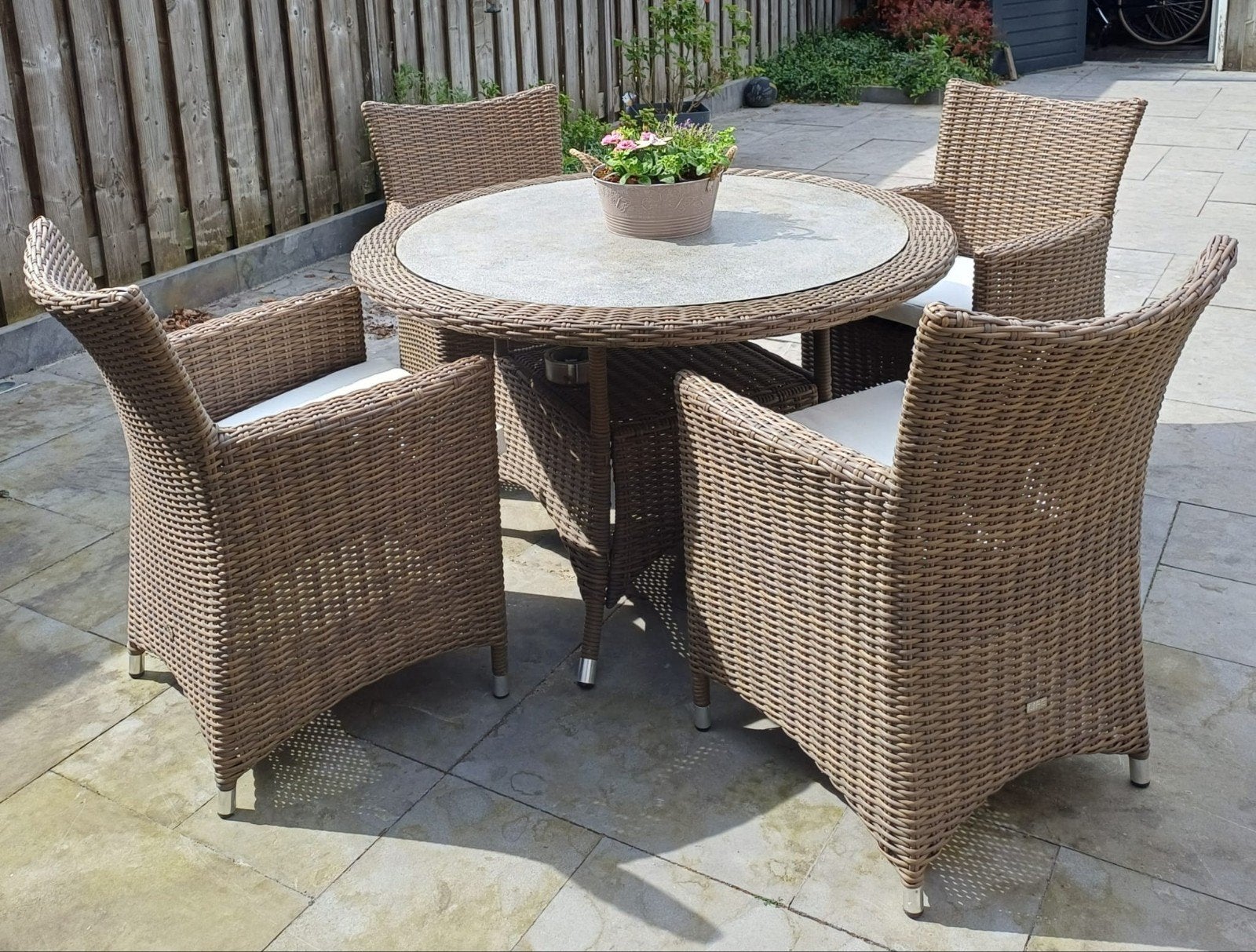 Wicker tuinset met ronde tafel en 4 stoelen, Ophalen