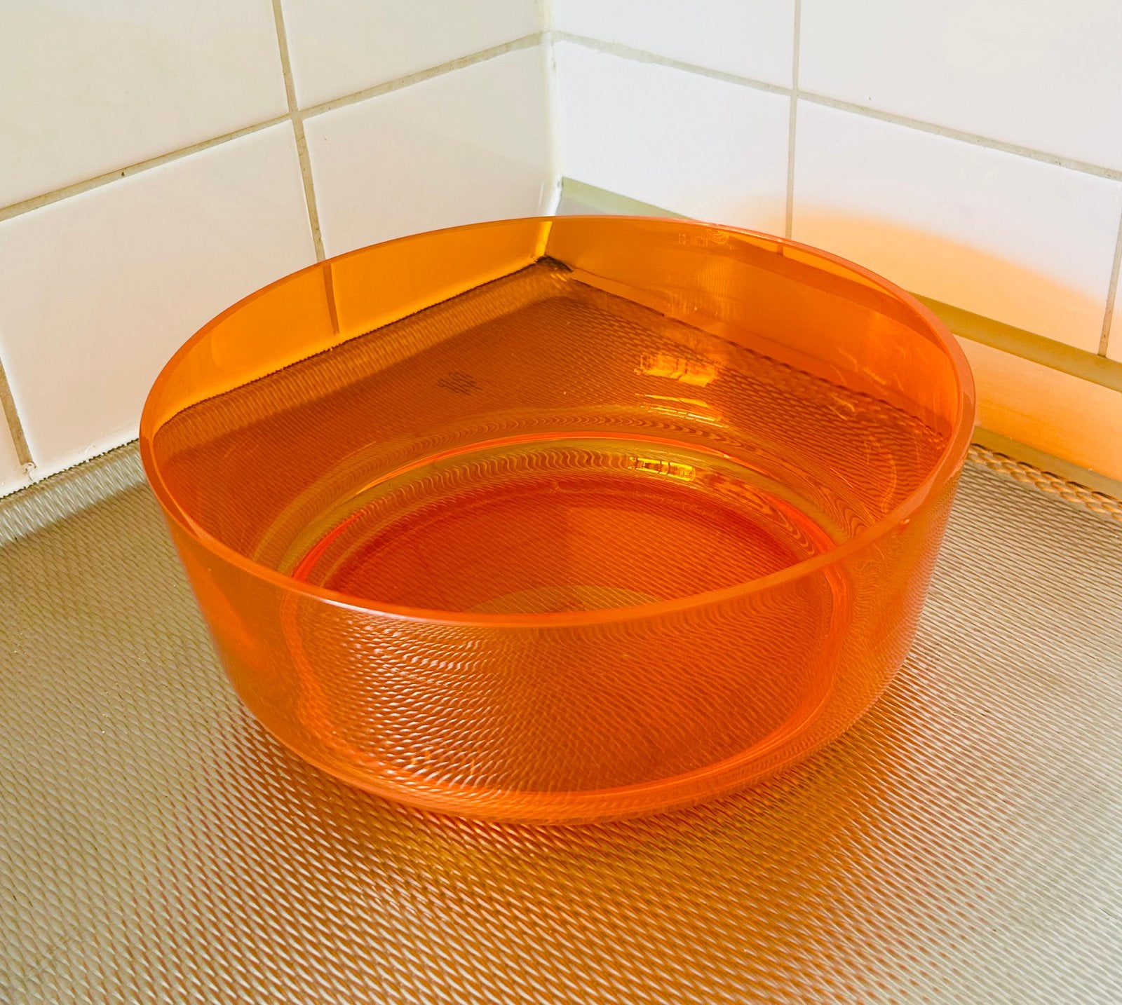 Grote Schaal glas Vintage Retro Oranje, Gebruikt, Ophalen of Verzenden, Overige stijlen, Glas