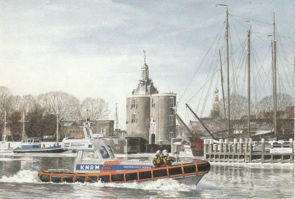 KNRM reddingboot in haven - Ansichtkaart, Ophalen of Verzenden, 1980 tot heden, Ongelopen, Noord-Holland