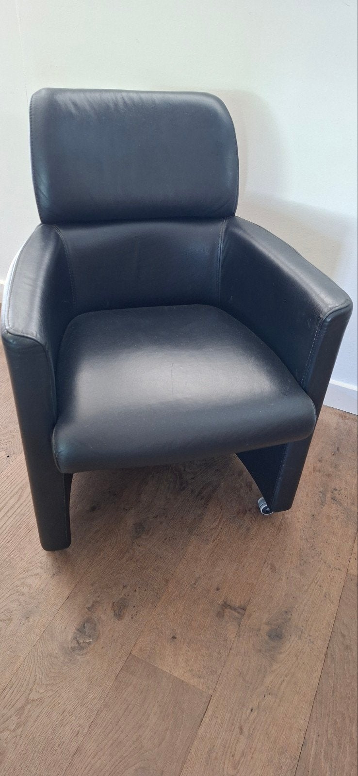 4 zwart leren design stoelen, Huis en Inrichting, Fauteuils, Ophalen, Gebruikt, Minder dan 75 cm, Leer