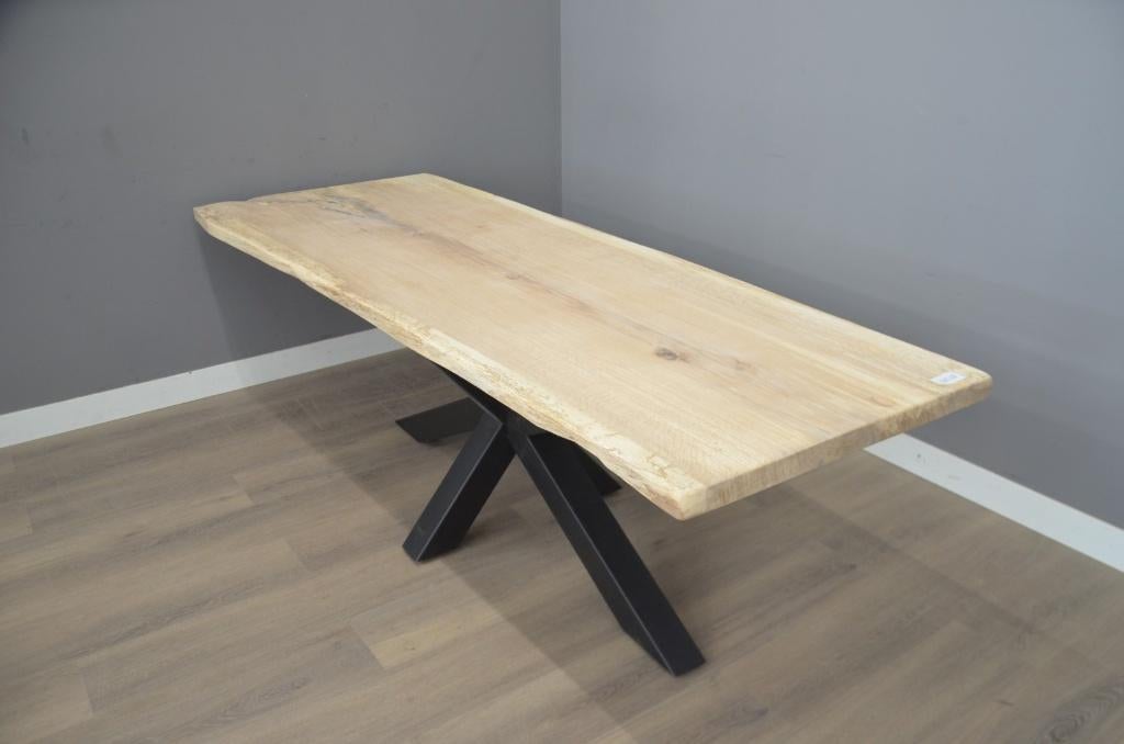 Industriële eiken boomstamtafel 250 cm, Verzenden, Nieuw, Hout