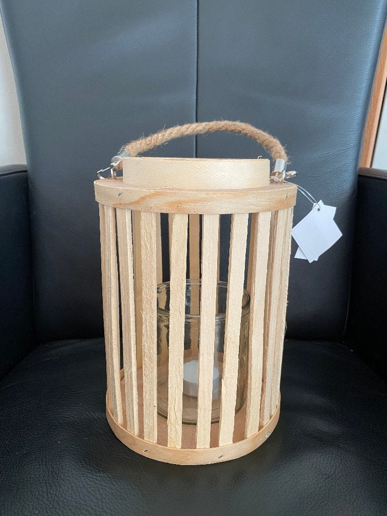 Bamboe rotan windlicht lantaarn 23x16 cm - nieuw, Bruin, Nieuw, Ophalen of Verzenden, Hout