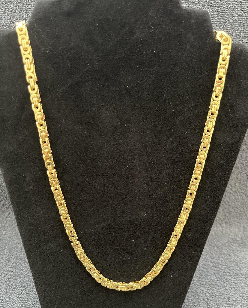 Ketting platte Koningsschakel Goud verguld 60 CM/8 MM NIEUW, Sieraden, Tassen en Uiterlijk, Kettingen, Ophalen of Verzenden, Nieuw