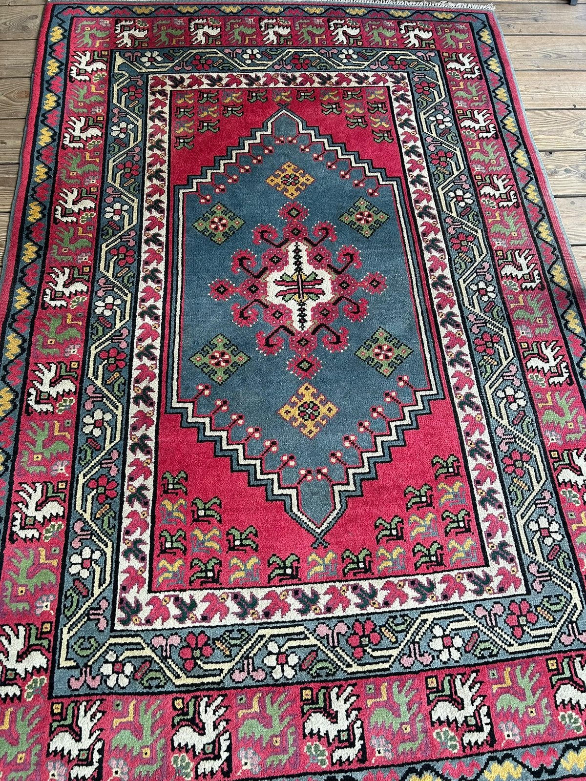 Groot vintage Oosters Perzisch tapijt 170  260 cm, Ophalen, Gebruikt, Blauw, 150 tot 200 cm