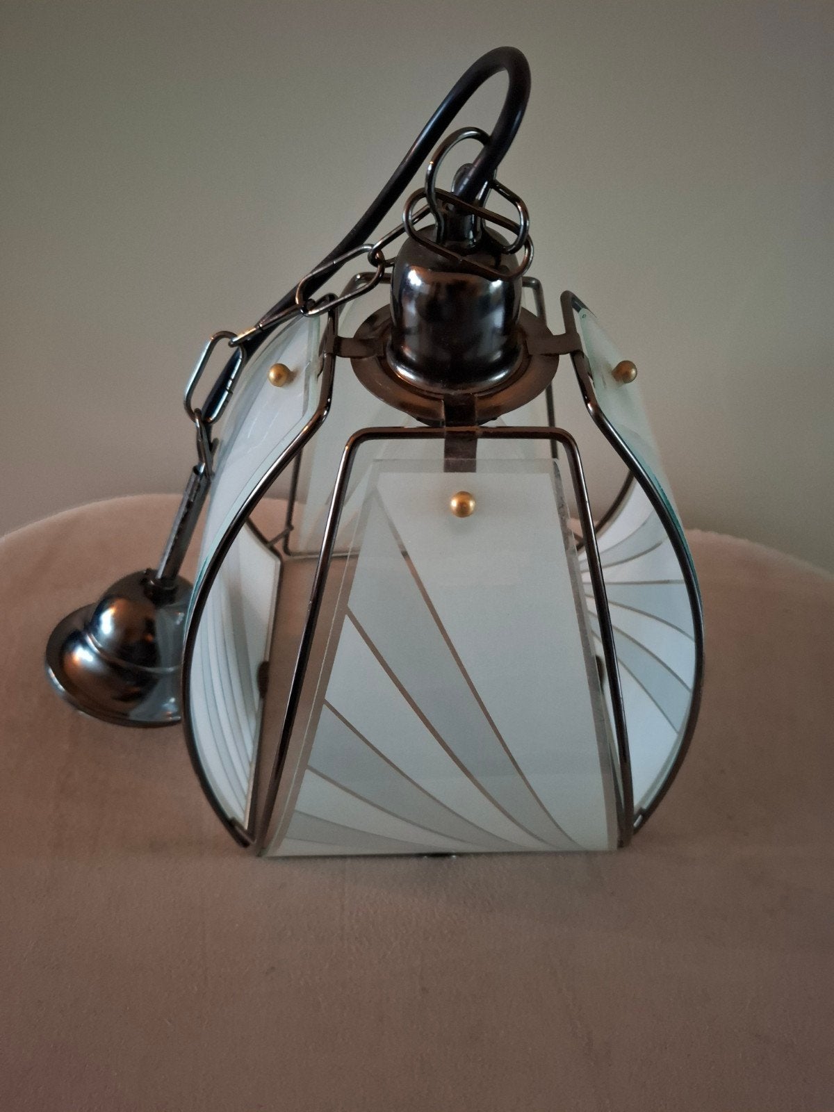Vintage Hanglamp met Melkglas Panelen, Ophalen of Verzenden