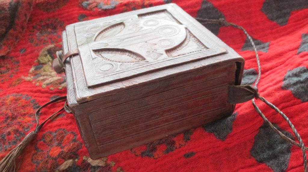 Leren tas, Toeareg handwerk Niger, 13x13x6cm, unica, Bruin, 13 cm, Overige typen, Handgemaakt
