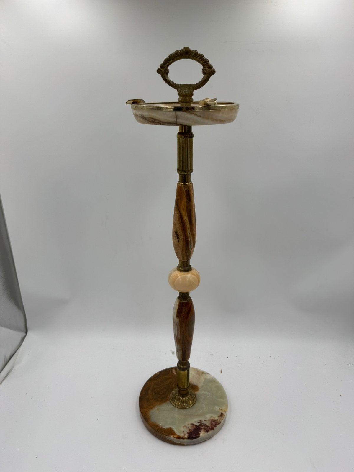 Vintage Onyx & Messing Staande Asbak, Antiek en Kunst, Ophalen of Verzenden