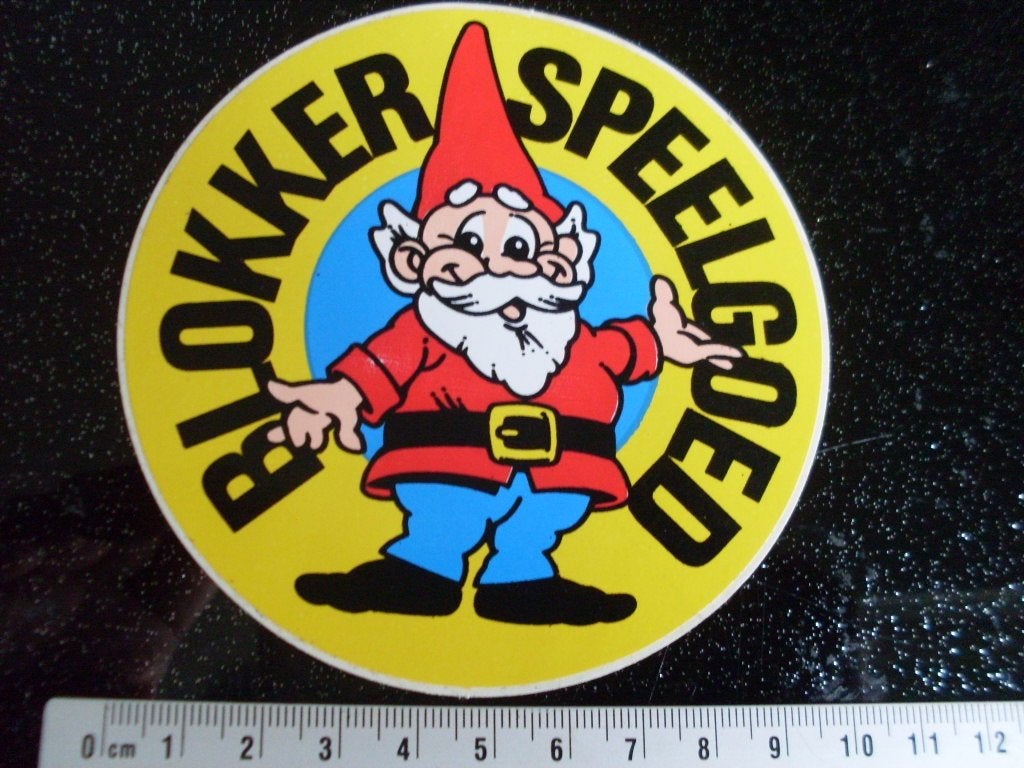 sticker blokker speelgoed logo kabouter, Verzamelen, Verzenden, Zo goed als nieuw, Winkel of Supermarkt