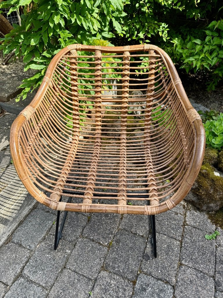 Rotan kuipstoeltje, Huis en Inrichting, Stoelen, Ophalen, Bruin, Rotan kuipmodel, Zo goed als nieuw