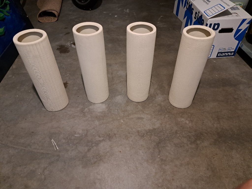 4 mooie cremekleurige stenen vazen, Ophalen, 54 cm, Wit, Zo goed als nieuw