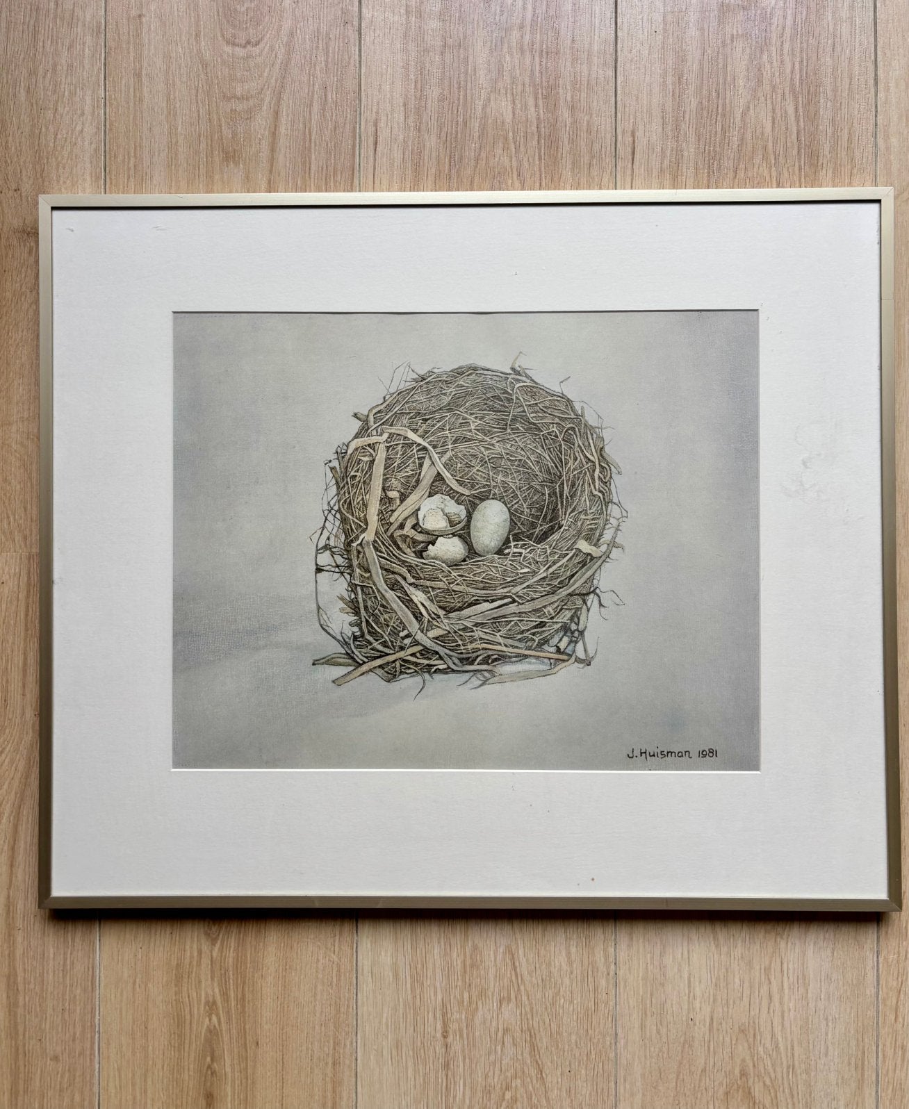 Jopie Huisman - vogelnest, Ophalen, Ingelijst, 1950 - 1999, Overige technieken