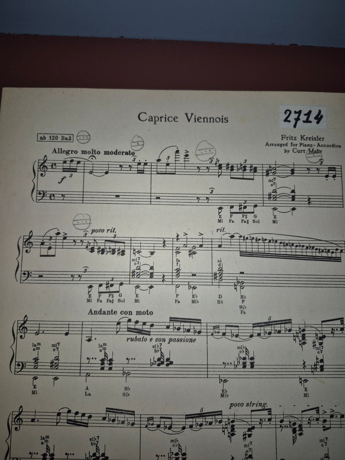 Caprice Viennois - Fritz Kreisler (Piano-Accordeon), Ophalen of Verzenden